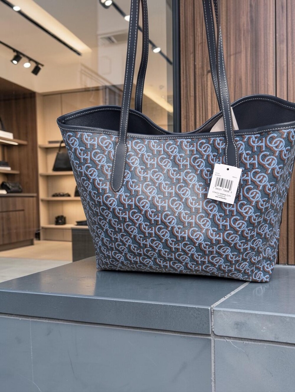 Coach Monogram City Tote Bag in Navy (CF342) (NWT)